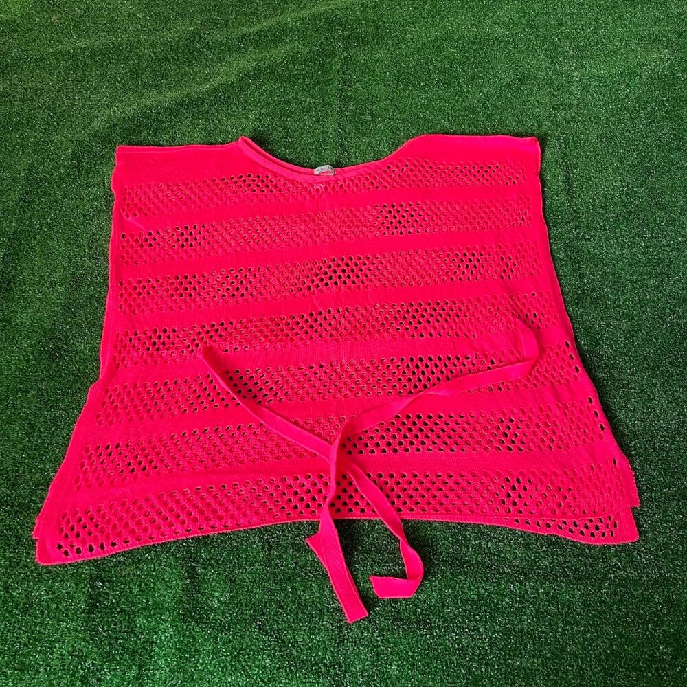 Cenit Knit Crochet Cover Up Hollow Out Swimsuit Beachwear with Drawstring Size S